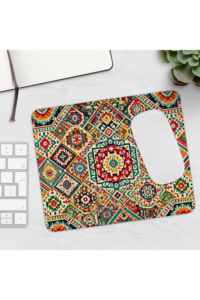 BASKIBAZAR Since 2020 Authentic Kilim Pattern Printed Rectangular Mousepad