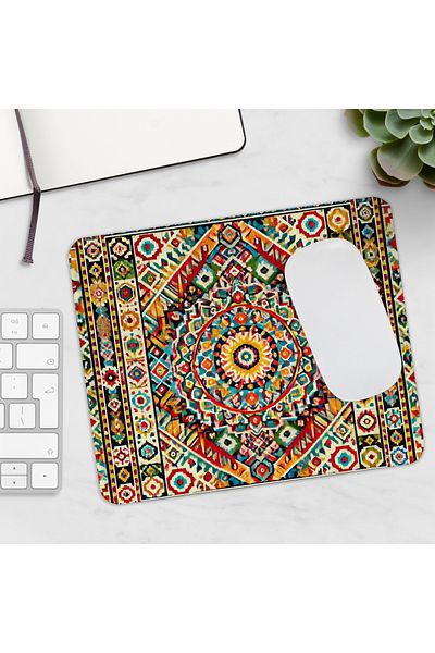 BASKIBAZAR Since 2020 Authentic Kilim Pattern Printed Rectangular Mousepad