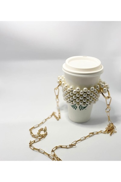 Handmade Elegant Cup Holder with Pearl Design