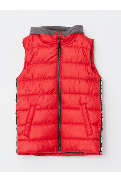 LC Waikiki Vestă puf pentru băieți, cu glugă, imprimată