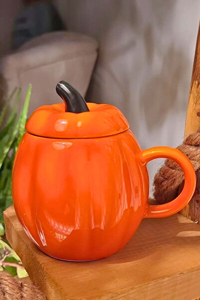 Woodcept Single Lid Pumpkin Design Ceramic Mug Cup, Pumpkin Series Ceramic Mug Cup 225 ml