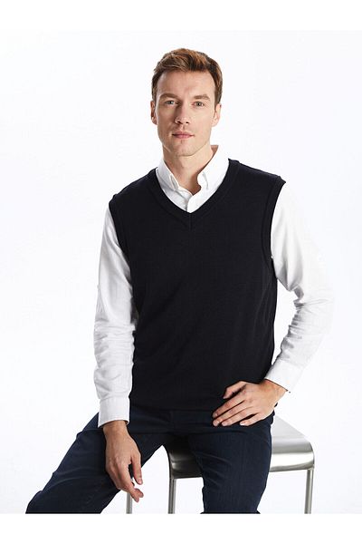 LC Waikiki Lcwk Standard Fit V-Neck Men's Knitwear Sweater