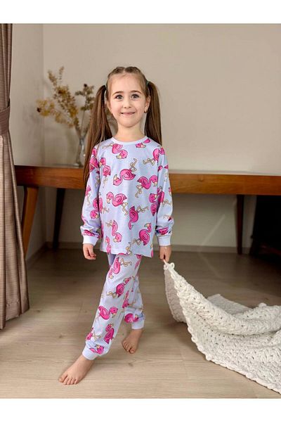 ARBİ kids Пижамен комплект с принт на фламинго за момичета