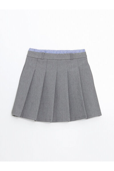 LC Waikiki Антрацитова спідниця з гумкою та плісированими складками для дівчаток