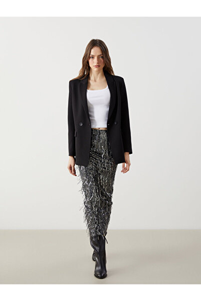 LC Waikiki Sequin Women's Skirt with Elastic Waist