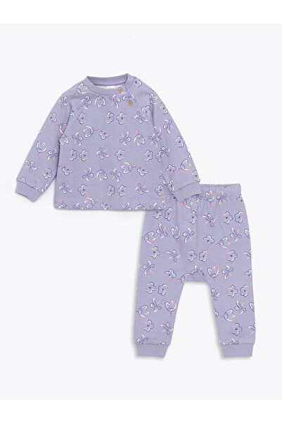 LC Waikiki New Season Floral Baby Girl Cardigan and Pants 2-Piece Set
