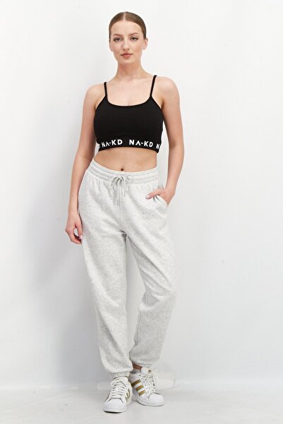 NA-KD Women U Neck Sleeveless Graphic Print Tank Top, Black