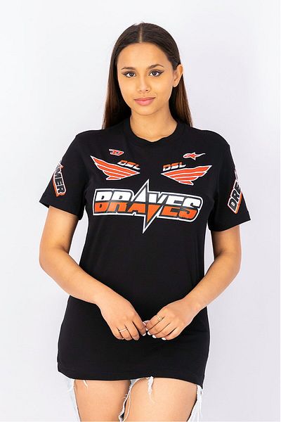 Diesel Women Crew Neck Short Sleeves Graphic Print Top, Black