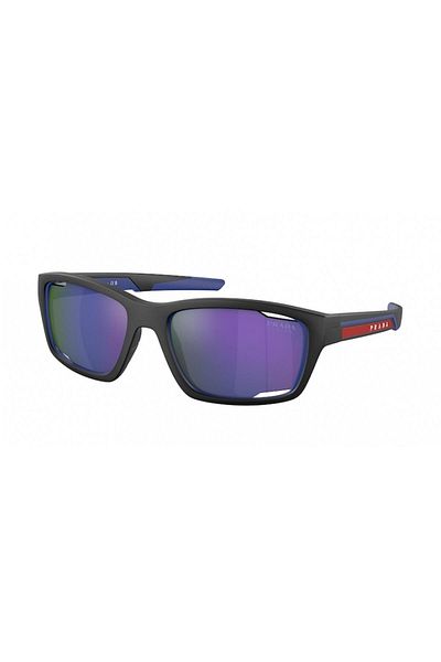 Prada Linea Rossa Man Irregular Sunglasses- Ps 04ys - Lense Size:57mm - Matte Black/blue