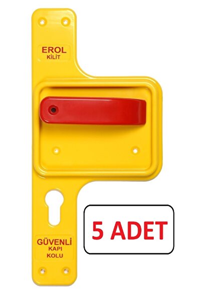 Erol Güvenli Ve Kırılmaz Bariyerli Okul Kapı Kolu Sarı Ayna-Kırmızı Kol 5 Takım