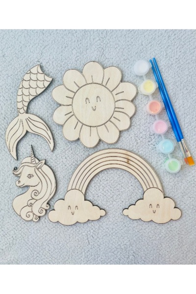 WoodStory Çocuklar İçin Kendin Yap Eğitici Ahşap Boyama Seti Montessori