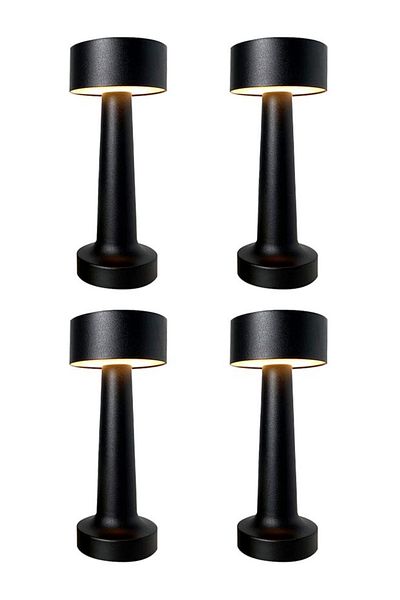 Taimi 4-pieces Cordless Touch Led Table Lamp - Battery 1000mah Thick Corner Black