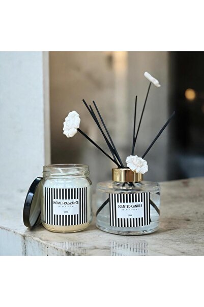 LİNECRAFT Vanilya Kokulu Bambu Oda Kokusu Ve Vanilya Esanslı Kavanoz Mum Set