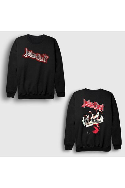 Presmono Унисекс черен британски суитшърт V2 Judas Priest с щампа на гърба 516183tt