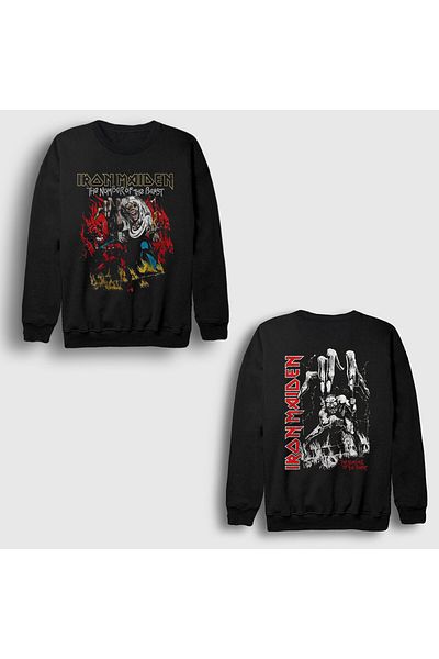 Presmono Унисекс суитшърт с щампа на гърба Black Beast V3 Metal Iron Maiden 516017tt