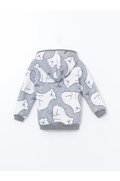 LC Waikiki Lcwk Hooded Printed Baby Boy Cardigan
