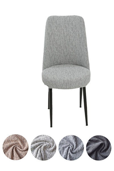 upmall Upmal jakarli kumaş oval sandalye kılıfı,sandalye örtüsü çubuk desen 6 adet