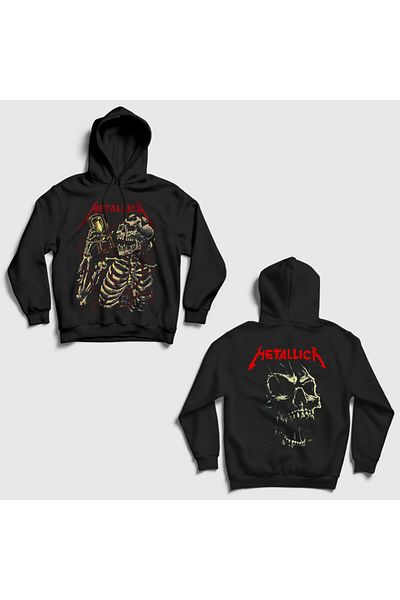 Presmono Μαύρο φούτερ με κουκούλα Metallica Time Unisex 518117 tt - Εκτύπωση πλάτης