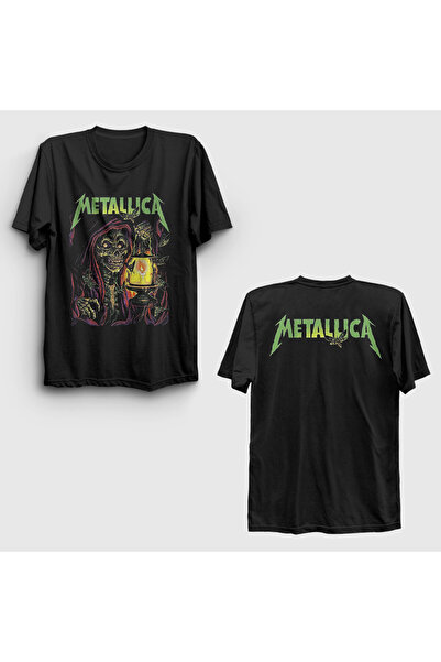 Presmono Unisex Black Gas Lamp Metallica Back Printed T-Shirt 516618 Tt