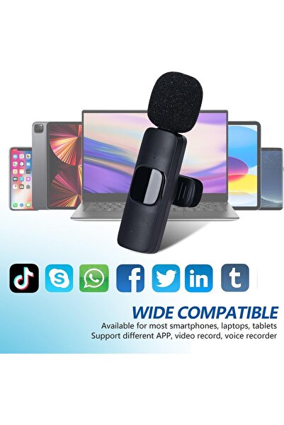 Kyrotech Çift Mikrofonlu Profesyonel Type-c Yaka Mikrofonu Akıllı Telefon Kablosuz Otomatik Tak Çalıştır