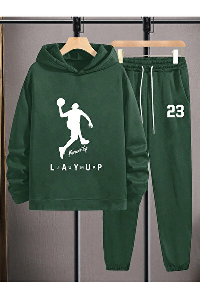 MODASHOT Σετ ανδρικής φόρμας με κουκούλα - For Ever Top Printed