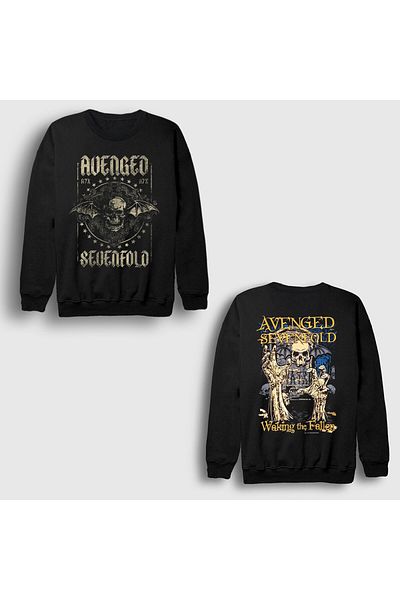 Presmono Унисекс черен суитшърт с щампа на гърба на Avenged Sevenfold Waking The Fallen 518451tt
