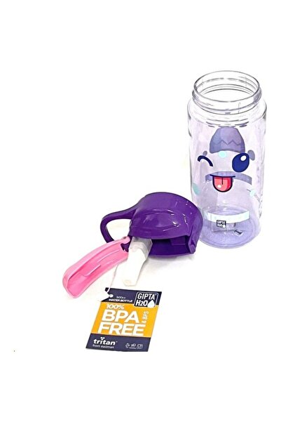 Gıpta 500 ml Purple Indigo Tritan Patterned Water Bottle with Straw