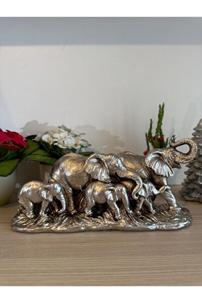 MGS COLLECTION Dekoratif Besli Fil Biblo Gümüş