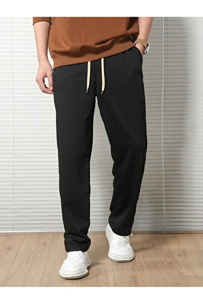 CAONNES Şah Moda - Pantaloni de trening negri, largi, supradimensionaţi 642 4...