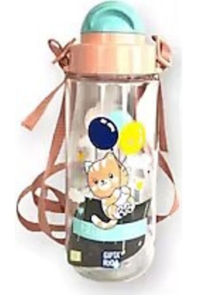 Gıpta Blue - Me Tritan Patterned Water Bottle with Straw 500 Cc Pink