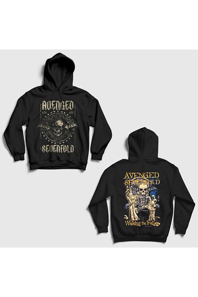 Presmono Unisex Μαύρο φούτερ με κουκούλα με στάμπα The Fallen Avenged Sevenfold Back 518438 ττ