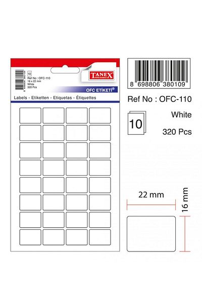 Tanex Ofc-110 Λευκή ετικέτα γραφείου 16x22 mm