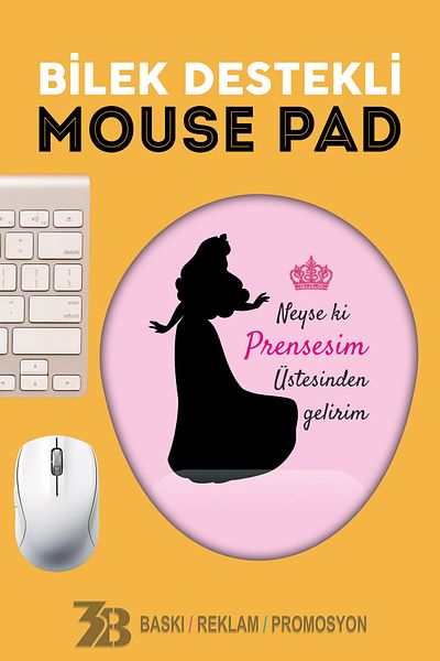 3B BASKI REKLAM PROMOSYON My Princess Orthopedic Supported Oval Mouse Pad-Mouse Pad-3Bomouse15