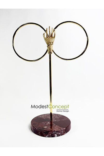 Modestmar Vişne Mermer Havluluk, El Aksesuarlı Halkalı Havluluk, Banyo Havlul...