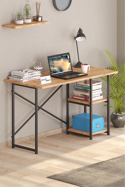 NETPLUSMOBİLYA Çalışma Masası Bilgisayar Masası Ofis Ders Yemek Masası Laptop Ofis Masası 56x116ceviz