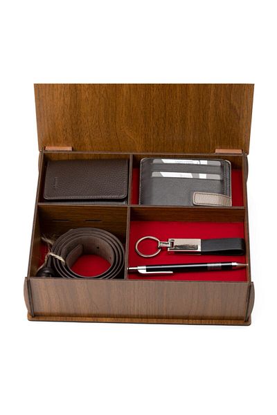 Grande 1414 Genuine Leather Men's Wallet / 747 Card Holder and Belt Set