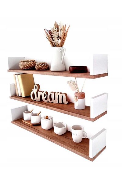 EGN WOODS رف غرفة الأطفال مونتيسوري مقاس 80x15x12 - 3 أرفف توابل وحمام ورف حائط