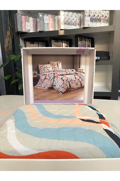 Bikaya Home Crystal Light Four Seasons Καπιτονέ διπλό πάπλωμα με κλωστή Σετ κρεβατιού - 4 τεμάχια