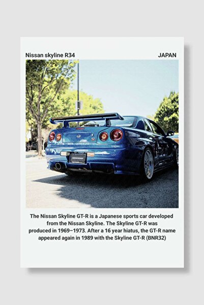Mudi Store Nissan Skyline R34 GT-R Araba Poster Çerçevesiz Yüksek Kalite Arab...