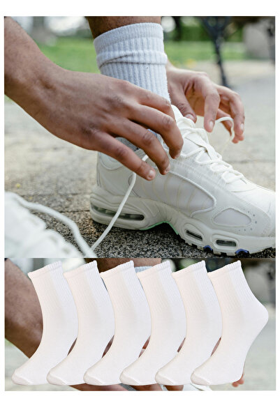 Silk Step 6'lı paket Kadın, Beyaz Günlük Kolej - Spor -Tenis Çorabı (6 çift B...