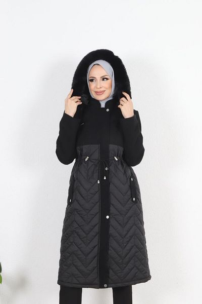 Dabenti women style Women's Quilted Hooded Cashew Coat