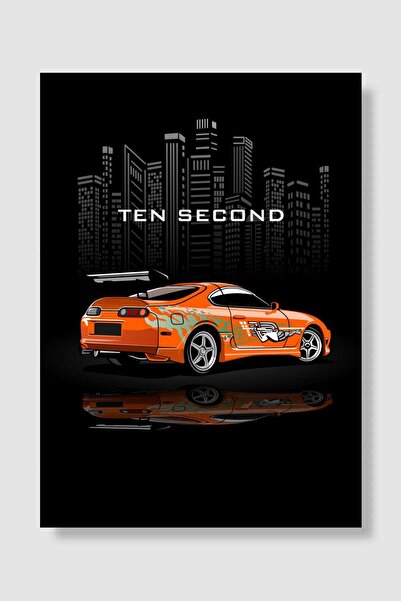 Mudi Store Fast and Furious  Araba Poster Çerçevesiz Yüksek Kalite Araba Afiş...