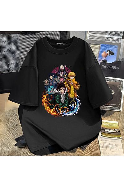 Touz Moda Anime Demon Slayer εμπριμέ Unisex Oversize T-shirt