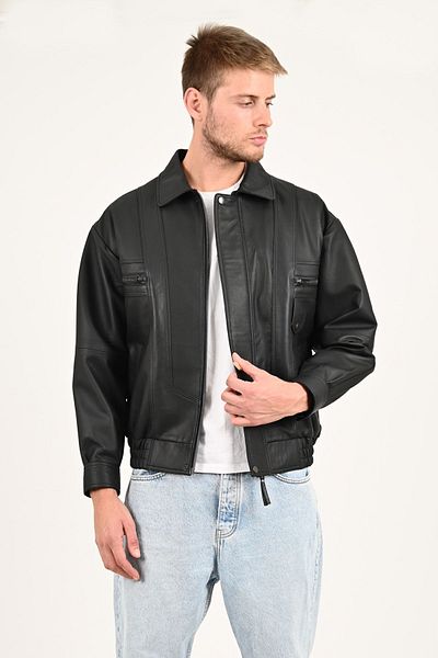 ALİN Beirut Men's Black Oversize Genuine Leather Coat Size Measurements Visually