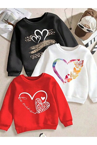 VESTIR BIEN Суитшърт с 3-слойна поларна флийс и 3-цветен принт на сърце