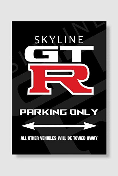 Mudi Store Nissan GTR Parking Black Araba Poster Çerçevesiz Yüksek Kalite Ara...