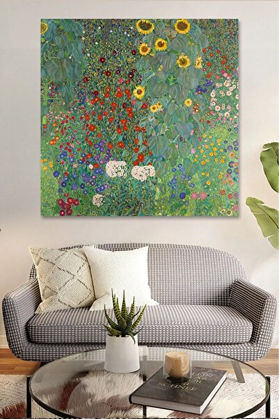 AR AJANS KANVAS TABLO "Bauerngarten" (the Flower Garden) by Gustav Klimt Deco...