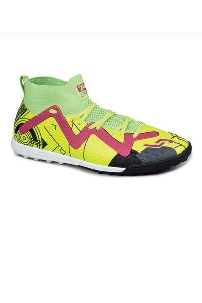 Jump 29683 Pantofi de fotbal confortabili, galben fosfor, fucsia, negru, cu d...
