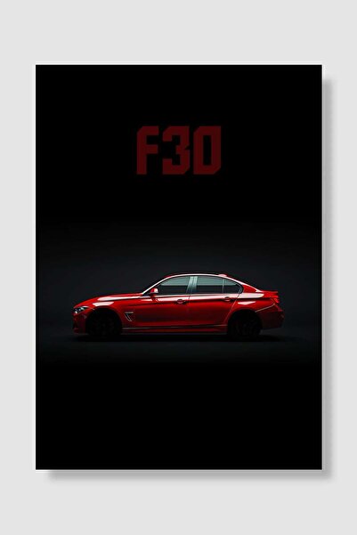 Mudi Store Red Bimmer F30 Sedan Araba Poster Çerçevesiz Yüksek Kalite Araba A...