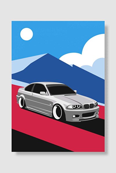 Mudi Store BMW E46 Araba Poster Çerçevesiz Yüksek Kalite Araba Afiş Duvar Poster